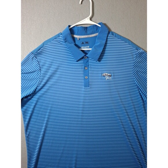 Adidas Golf Polo Shirt Men's 2XL TORREY PINES Course Logo Blue Stripe Climachill - Picture 2 of 9